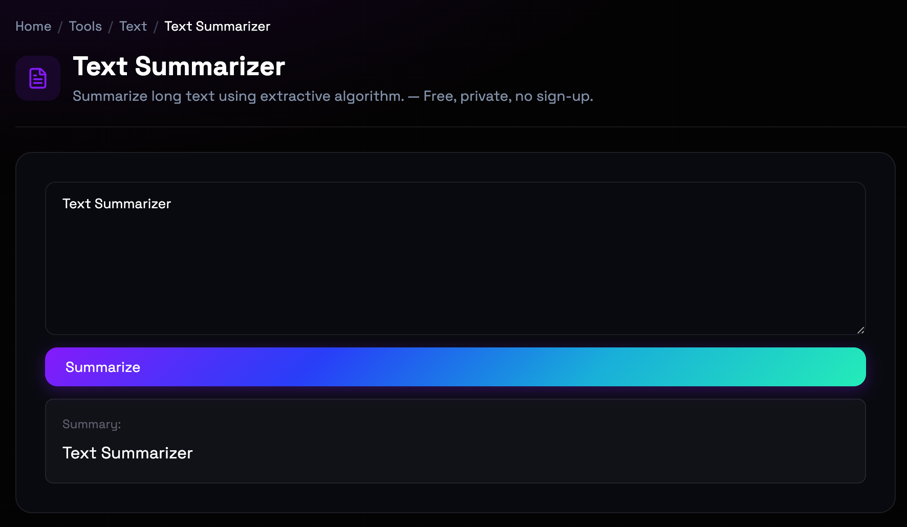 How to use Text Summarizer online — free, fast, and private